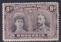 RHODESIA 1910 8d DOUBLE HEAD FINE MINT SG 185   #1147 VERTICAL LINE ABOVE "U"