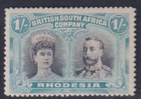 RHODESIA 1910 1/-  DOUBLE HEAD FINE MINT SG 152   #1148