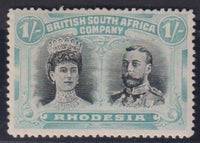 RHODESIA 1910 1/- DOUBLE HEAD FINE MINT SG 152 #1160