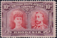 RHODESIA 1910 10d DOUBLE HEAD FINE MINT SG 150 #2133