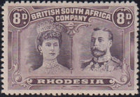 RHODESIA 1910 8d DOUBLE HEAD ‘GASH IN EAR’ FINE MINT SG 147 #2136