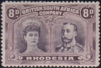 RHODESIA 1910 8d DOUBLE HEAD FINE MINT SG 147 #2137