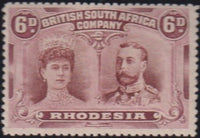 RHODESIA 1910 6d DOUBLE HEAD FINE  MINT SG 144 #2143