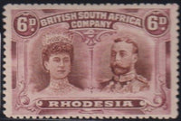 RHODESIA 1910 6d DOUBLE HEAD FINE  MINT SG 144 #2144