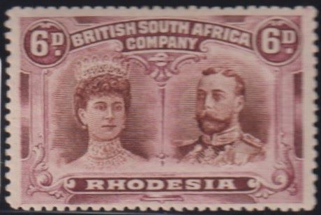 RHODESIA 1910 6d DOUBLE HEAD FINE  MINT SG 144 #2144
