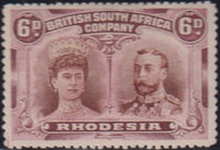RHODESIA 1910 6d DOUBLE HEAD FINE  MINT SG 145 #2145