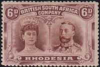 RHODESIA 1910 6d DOUBLE HEAD FINE  MINT SG 145 #2146