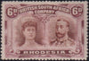 RHODESIA 1910 6d RED BROWN & DEEP CLARET DOUBLE HEAD FINE  MINT SG 145 #2148