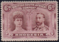 RHODESIA 1910 6d DOUBLE HEAD FINE  MINT SG 144 #2151