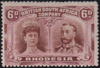 RHODESIA 1910 6d DOUBLE HEAD FINE  MINT SG 145 #2154