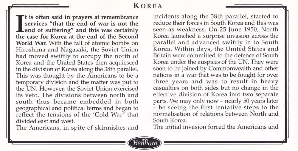 GB 2000 KOREA 1951-2 MEDAL COVER