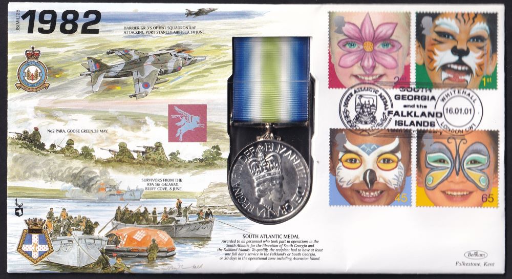 GB 2001 SOUTH ATLANTIC "FALKLAND'S WAR"  MEDAL COVER