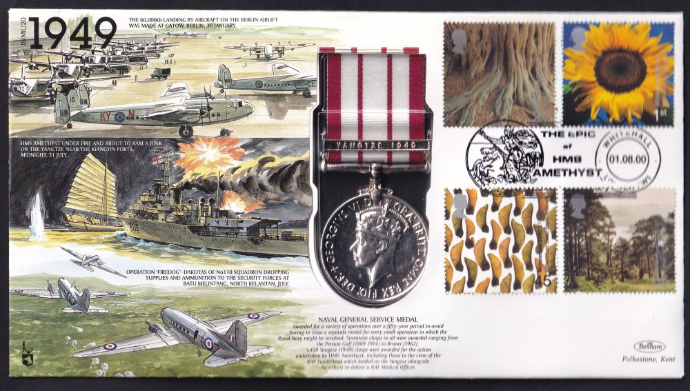 GB 2000 NAVAL GENERAL SERVICE MEDAL 1949 COVER