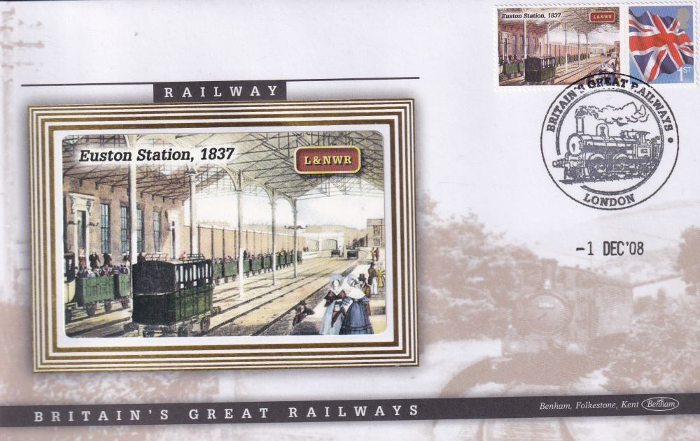 GB 2008 LOCOMOTIVE "SILK" COVER - EUSTON STATION 1837