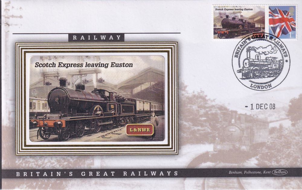 GB 2008 LOCOMOTIVE "SILK" COVER -SCOTCH EXPRESS LEAVING EUSTON