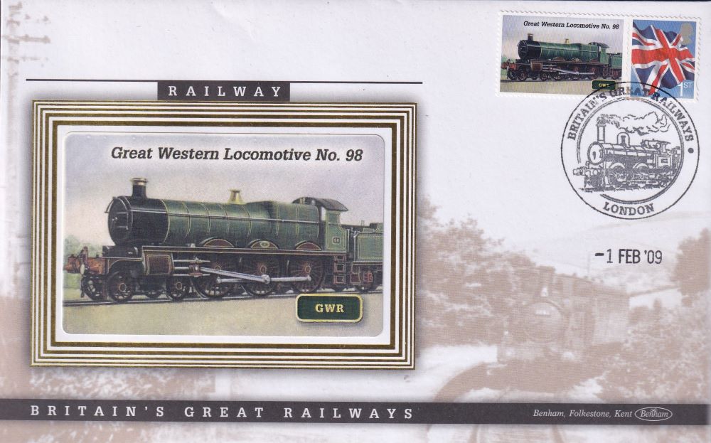 GB 2008 LOCOMOTIVE "SILK" COVER - GREAT WESTERN LOCOMOTIVE NO.98