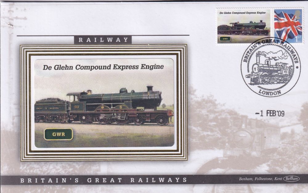 GB 2008 LOCOMOTIVE "SILK" COVER - DE GLEHN COMPOUND EXPRESS ENGINE