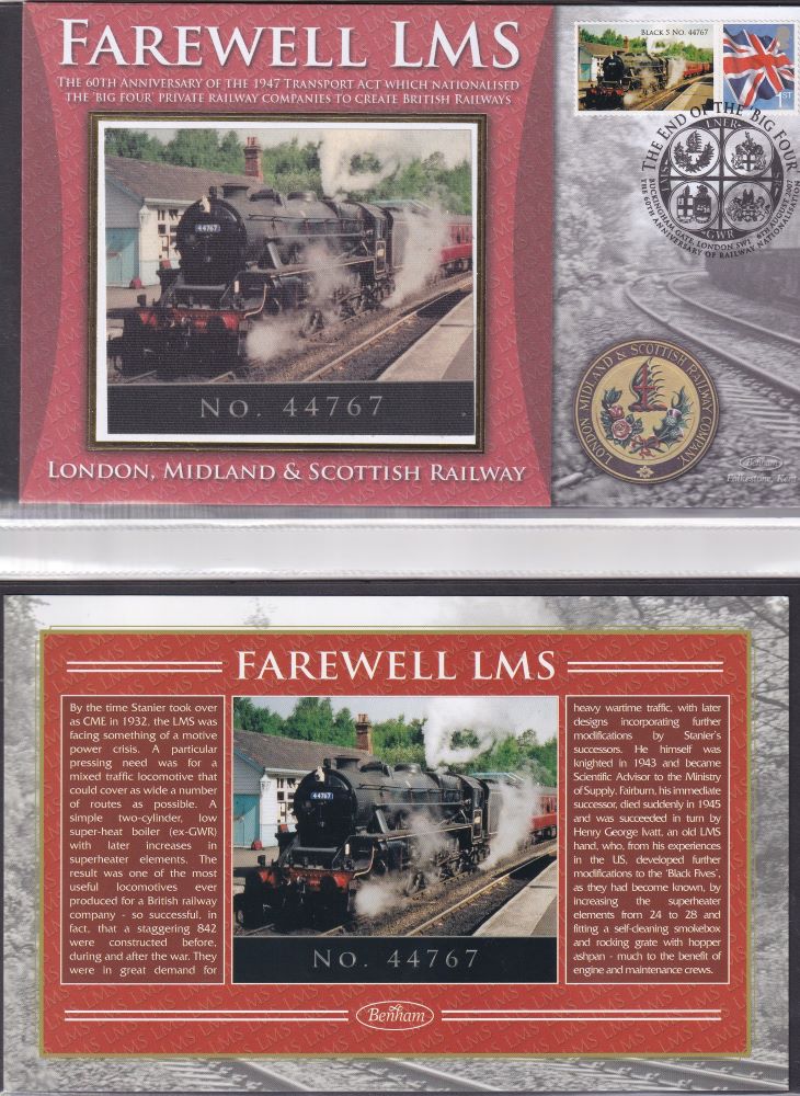 GB 2007 - LONDON, MIDLAND & SCOTTISH RAILWAY COMPANY "SILK" COVER -  FAREWELL LMS NO. 44767