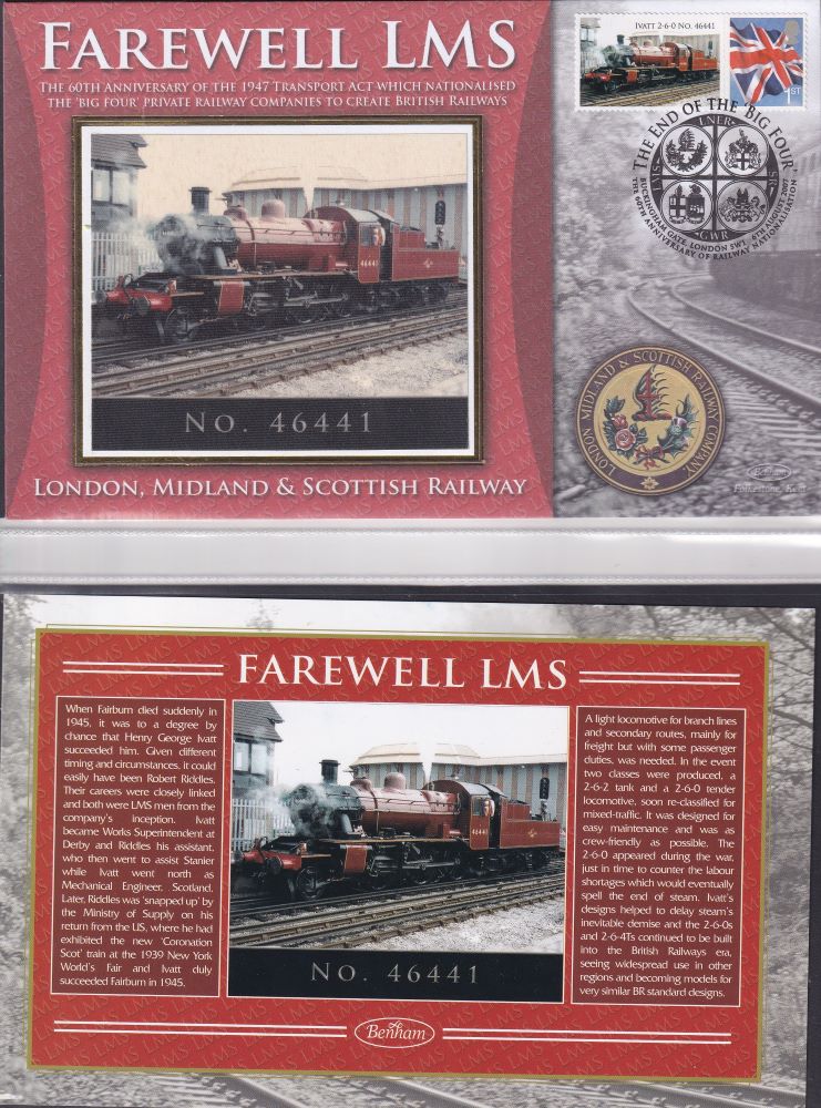 GB 2007 - LONDON, MIDLAND & SCOTTISH RAILWAY COMPANY "SILK" COVER -  FAREWELL LMS NO. 46441
