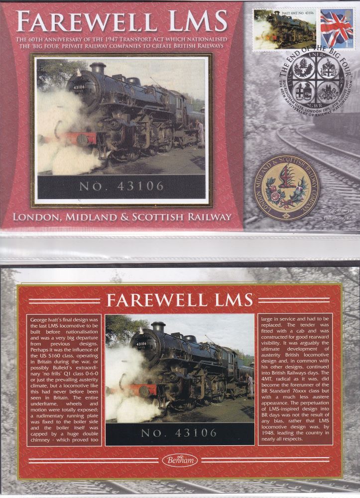 GB 2007 - LONDON, MIDLAND & SCOTTISH RAILWAY COMPANY "SILK" COVER -  FAREWELL LMS NO. 43106