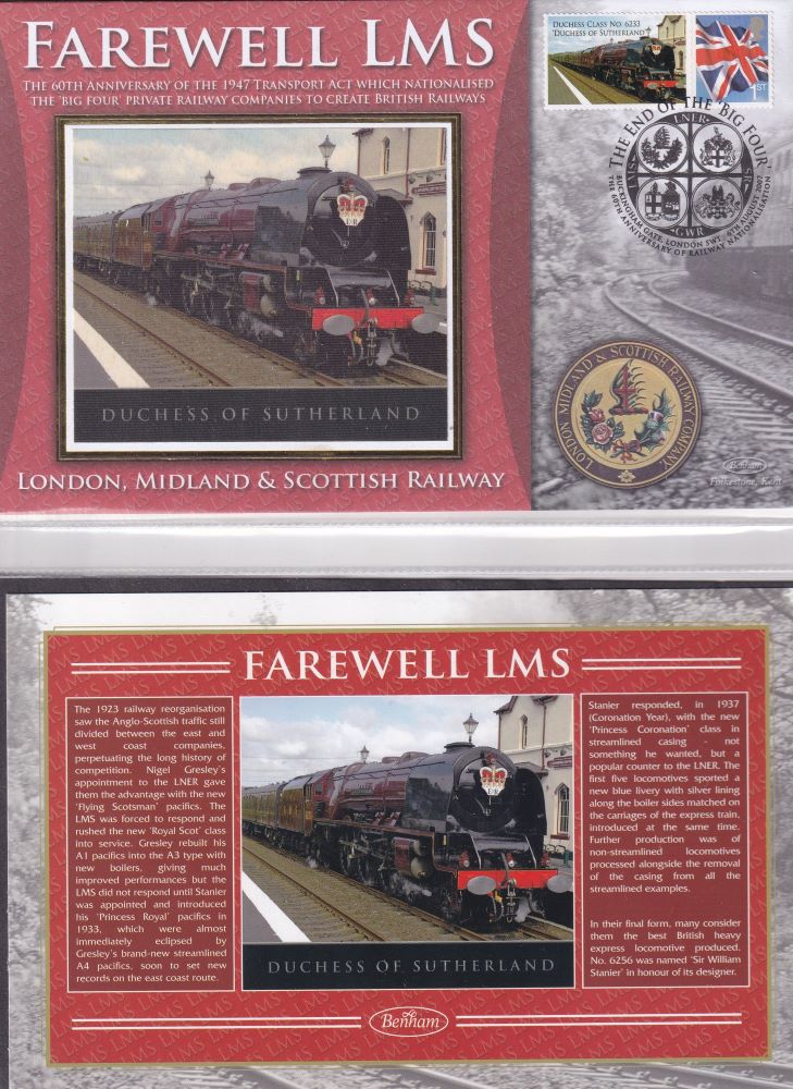 GB 2007 - LONDON, MIDLAND & SCOTTISH RAILWAY COMPANY "SILK" COVER -  FAREWELL LMS DUCHESS OF SUTHERLAND