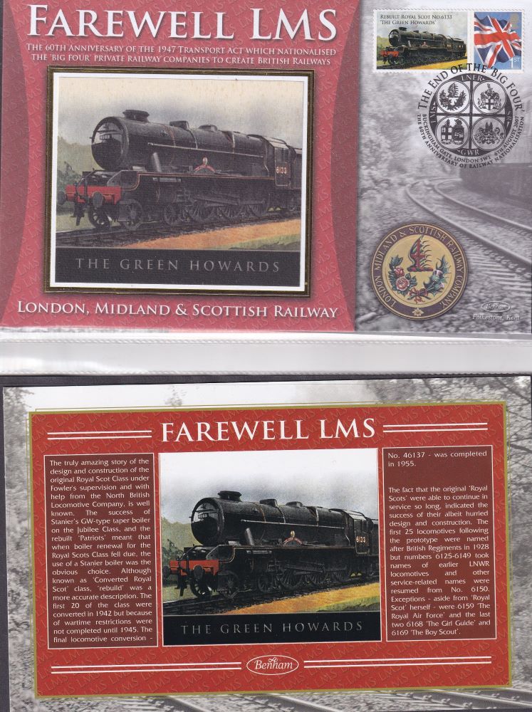 GB 2007 - LONDON, MIDLAND & SCOTTISH RAILWAY COMPANY "SILK" COVER -  FAREWELL LMS THE GREEN HOWARDS