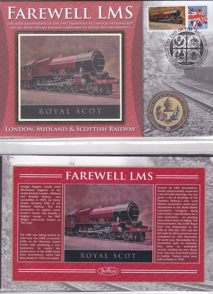 GB 2007 - LONDON, MIDLAND & SCOTTISH RAILWAY COMPANY "SILK" COVER -  FAREWELL LMS - ROYAL SCOT