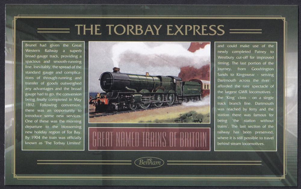 GB 2006 LOCOMOTIVE "SILK" COVER - GREAT NAMED TRAINS- THE TORBAY EXPRESS