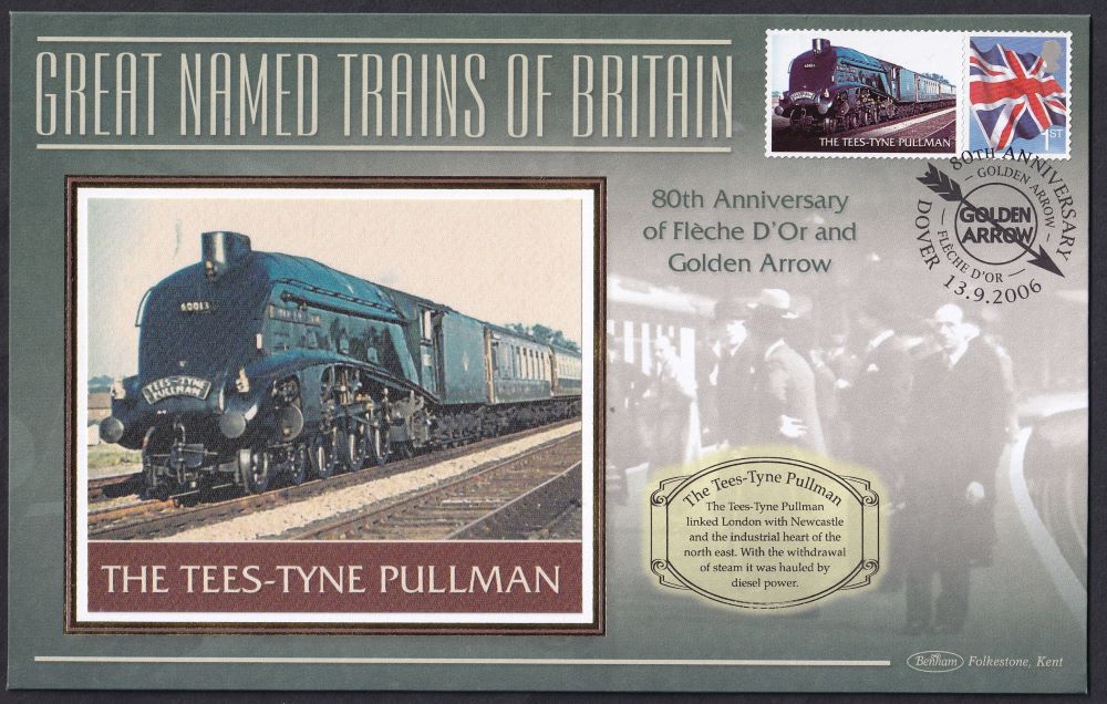 GB 2006 LOCOMOTIVE "SILK" COVER - GREAT NAMED TRAINS- THE TEES-TYNE-PULLMAN