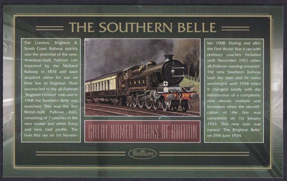GB 2006 LOCOMOTIVE "SILK" COVER - GREAT NAMED TRAINS- THE SOUTHERN BELLE