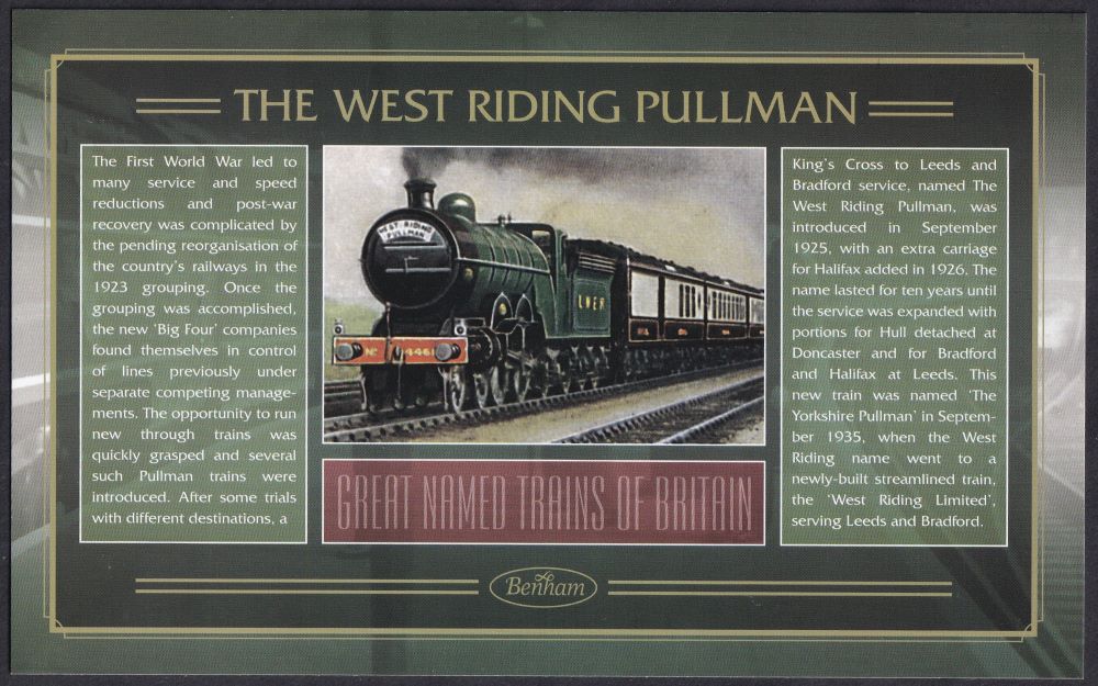 GB 2006 LOCOMOTIVE "SILK" COVER - GREAT NAMED TRAINS- THE WEST RIDING PULLMAN