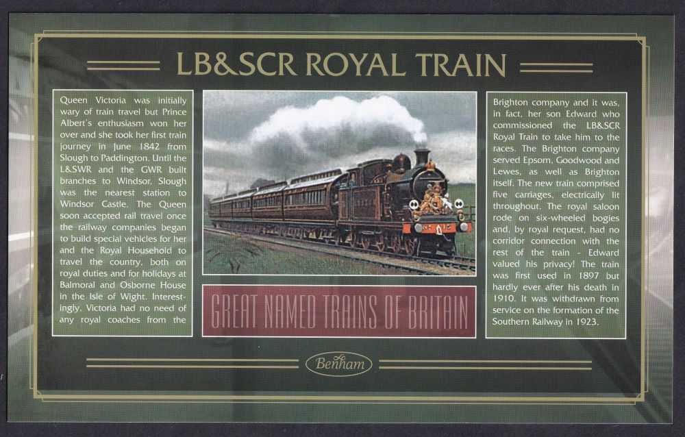 GB 2006 LOCOMOTIVE "SILK" COVER - GREAT NAMED TRAINS- LB & SCR ROYAL TRAIN