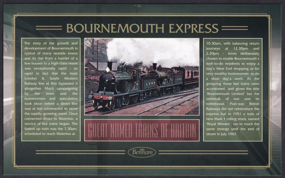 GB 2006 LOCOMOTIVE "SILK" COVER - GREAT NAMED TRAINS-  THE BOURNEMOUTH  EXPRESS