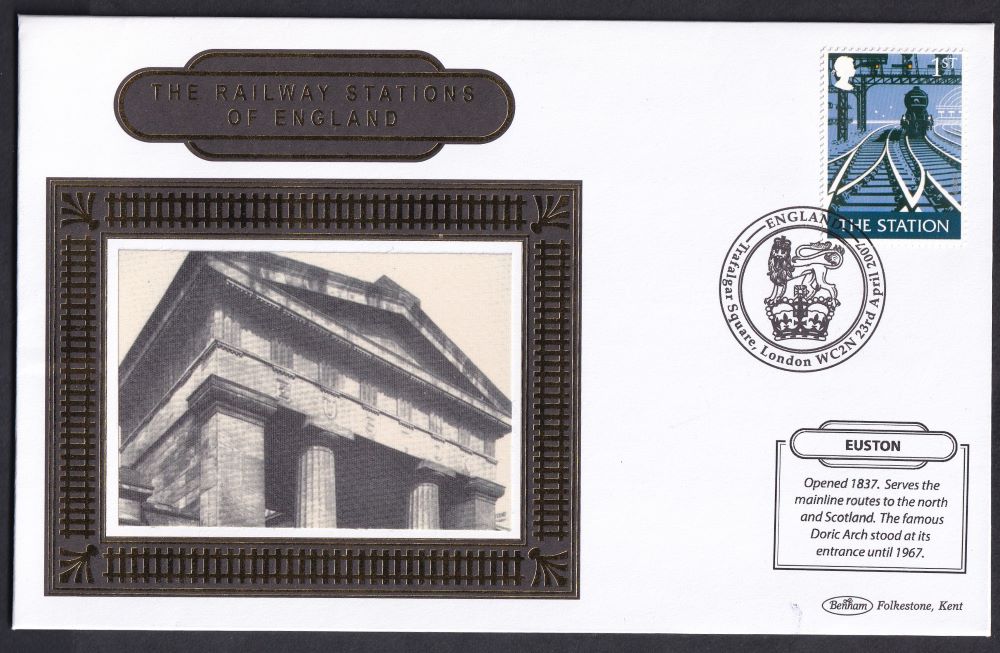 GB 2007 RAILWAY STATIONS OF ENGLAND "SILK" COVER -  EUSTON STATION
