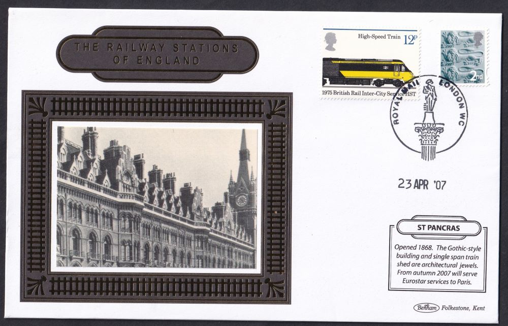 GB 2007 RAILWAY STATIONS OF ENGLAND "SILK" COVER -  ST PANCRAS