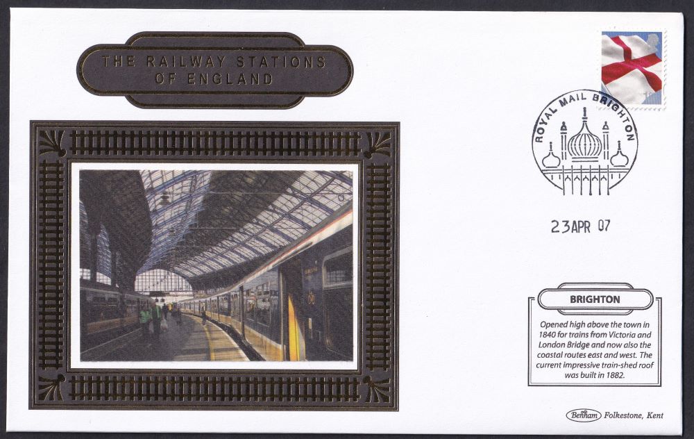 GB 2007 RAILWAY STATIONS OF ENGLAND "SILK" COVER -  BRIGHTON