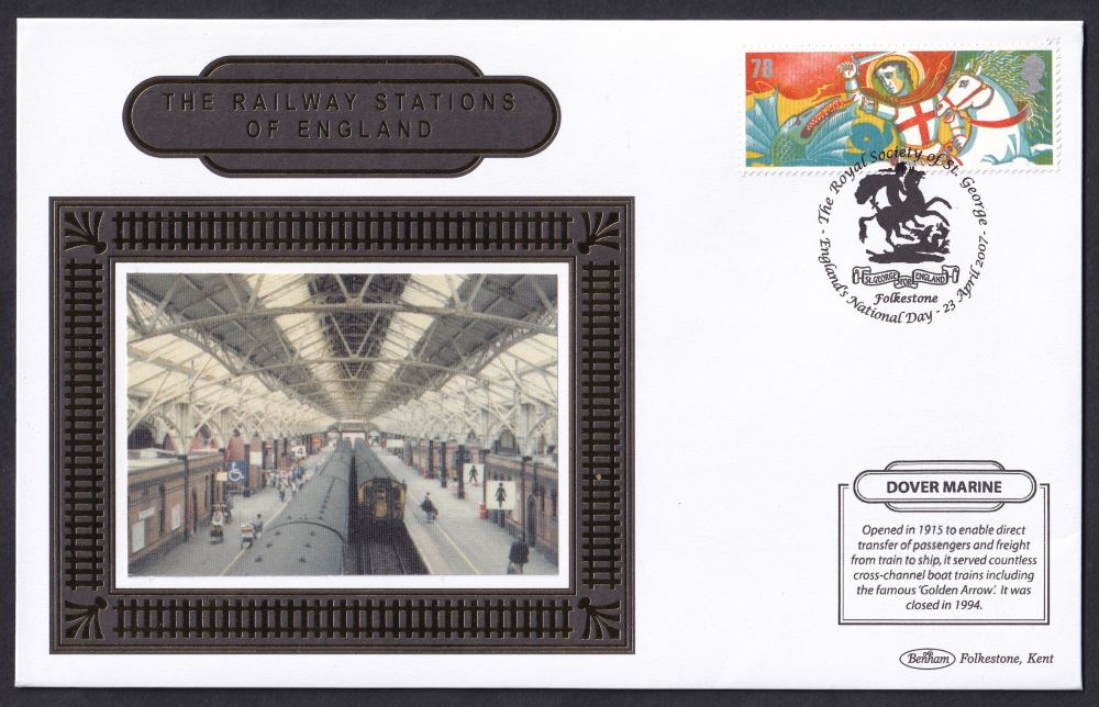 GB 2007 RAILWAY STATIONS OF ENGLAND "SILK" COVER -  DOVER MARINE