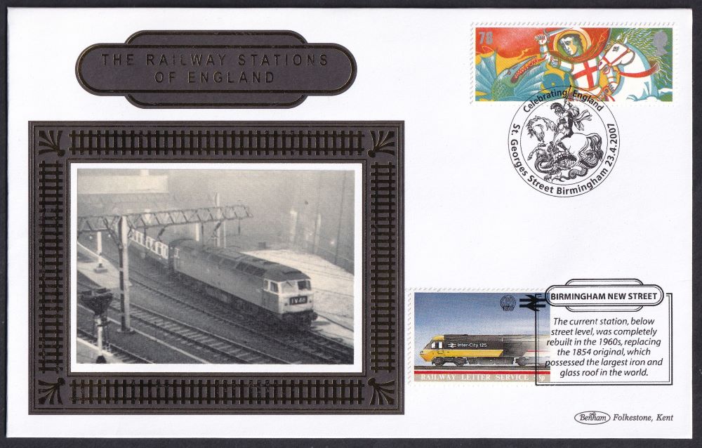 GB 2007 RAILWAY STATIONS OF ENGLAND "SILK" COVER -  BIRMINGHAM NEW STREET