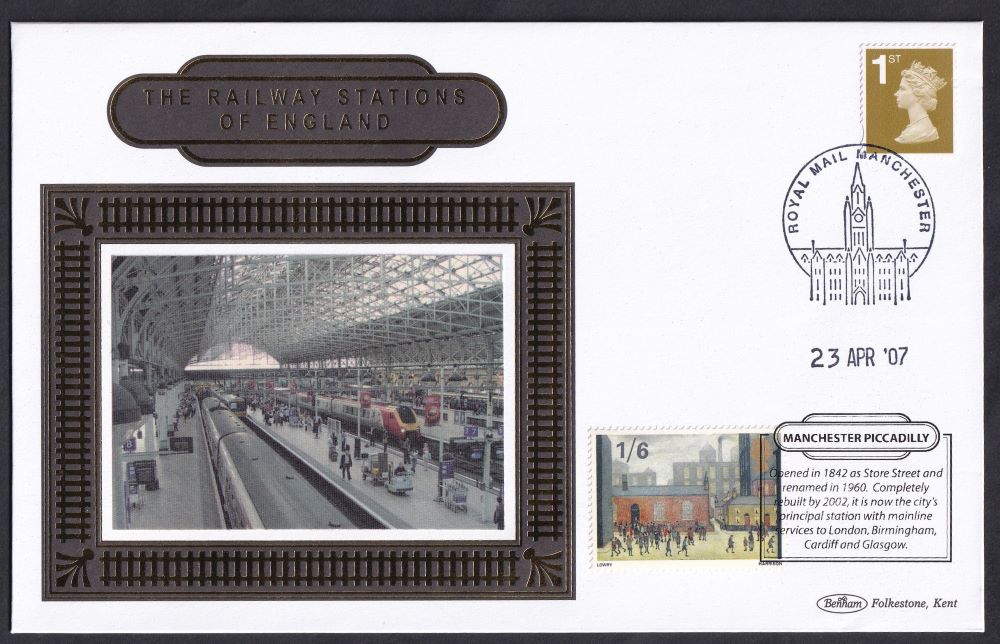 GB 2007 RAILWAY STATIONS OF ENGLAND "SILK" COVER -  MANCHESTER PICCADILLY