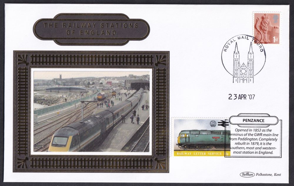 GB 2007 RAILWAY STATIONS OF ENGLAND "SILK" COVER -  PENZANCE