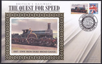 GB 2008 BRITAIN'S RAILWAYS "SILK" COVER - THE QUEST FOR SPEED - 1847 GWR 'IRON DUKE' BROAD GAUGE