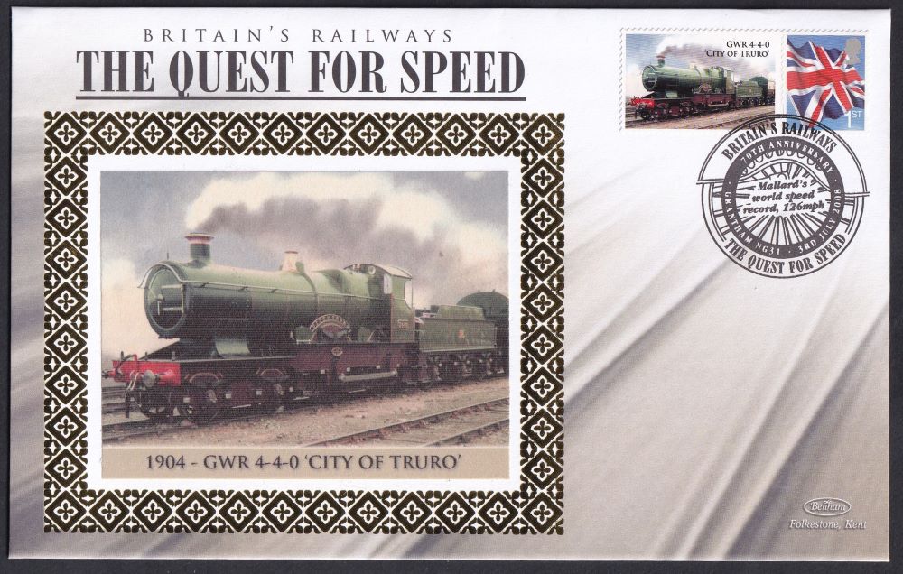 GB 2008 BRITAIN'S RAILWAYS "SILK" COVER - THE QUEST FOR SPEED - 1904 - GWR 4-4-0 'CITY OF TRURO'