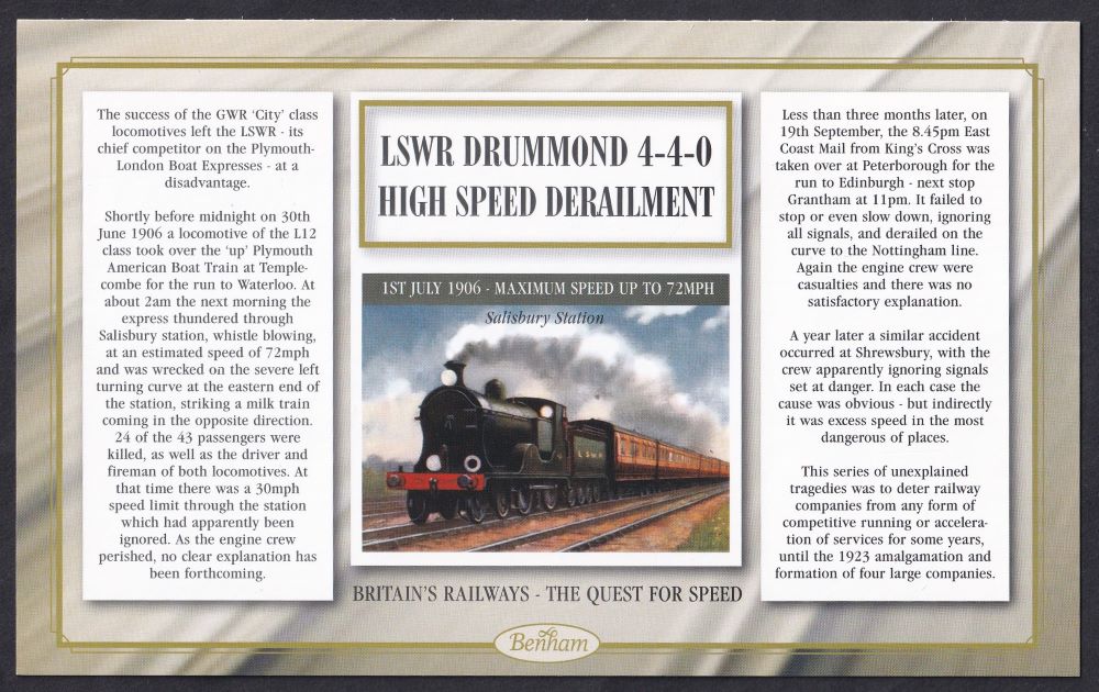 GB 2008 BRITAIN'S RAILWAYS "SILK" COVER - THE QUEST FOR SPEED - 1906 - LSWR 'L12' 4-4-0
