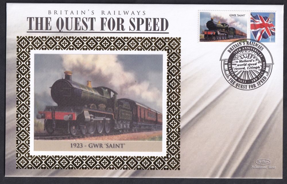 GB 2008 BRITAIN'S RAILWAYS "SILK" COVER - THE QUEST FOR SPEED - 1923 - GWR 'SAINT'