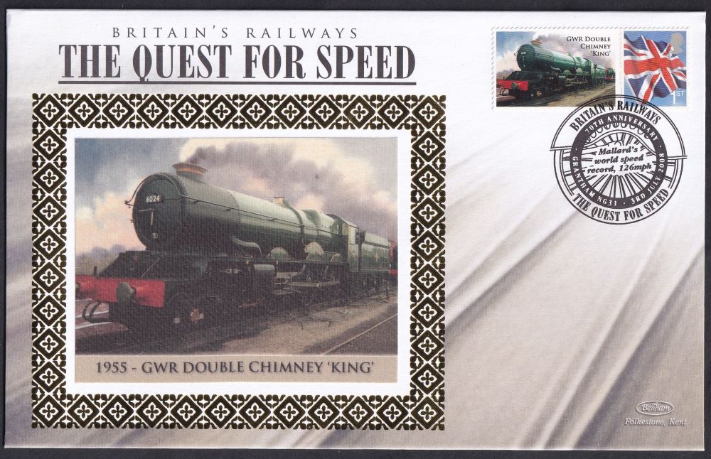 GB 2008 BRITAIN'S RAILWAYS "SILK" COVER - THE QUEST FOR SPEED - 1955 - GWR DOUBLE CHIMNEY 'KING'