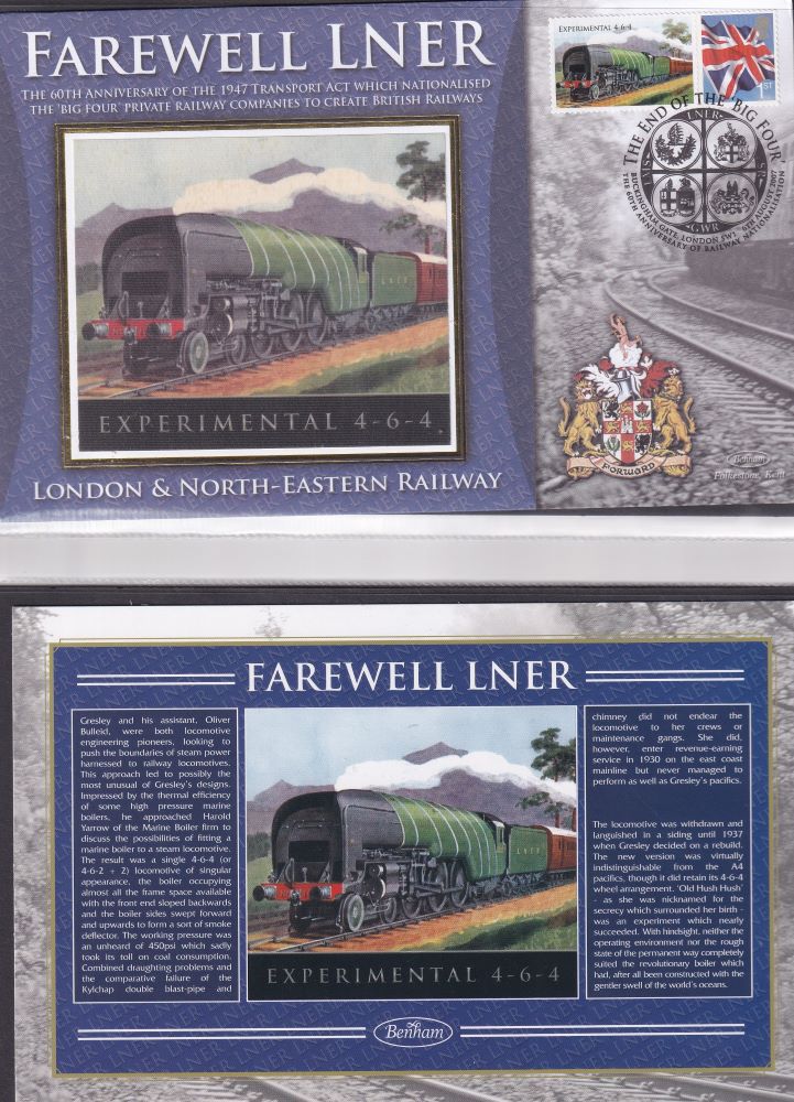 GB 2007 - LONDON & NORTH-EASTERN RAILWAY "SILK" COVER -  FAREWELL LNER - EXPERIMENTAL 4-6-4