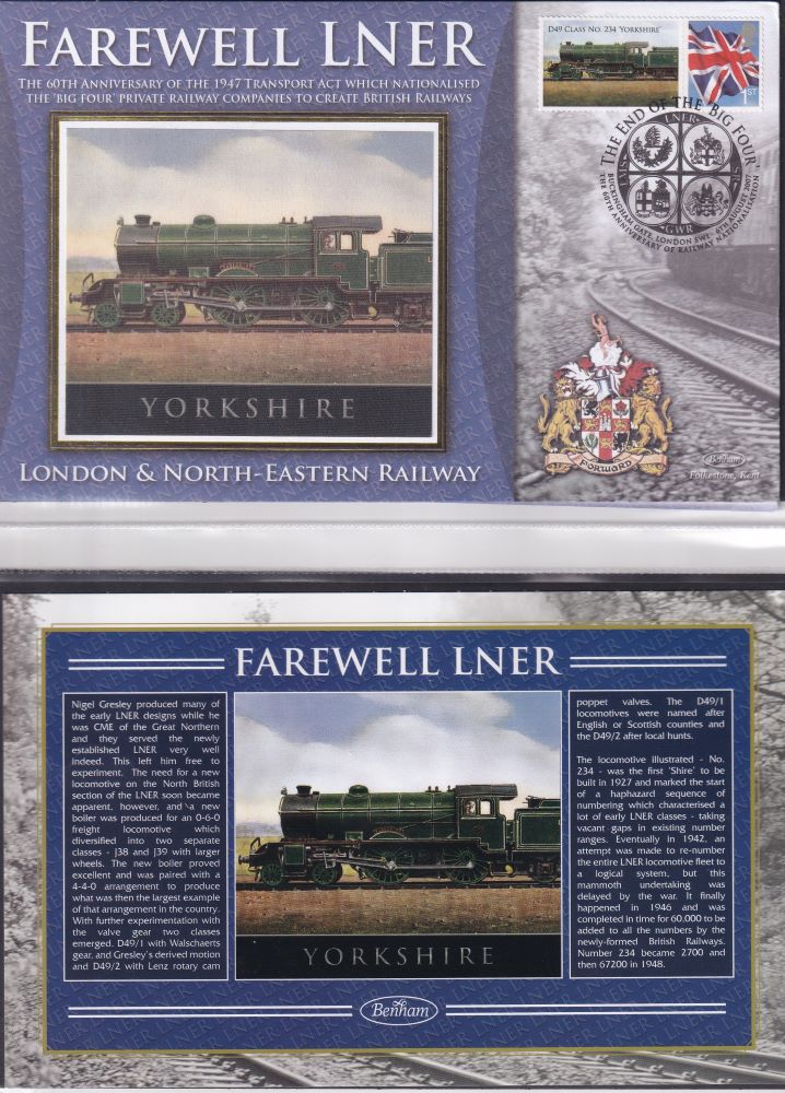 GB 2007 - LONDON & NORTH-EASTERN RAILWAY "SILK" COVER -  FAREWELL LNER - YORKSHIRE