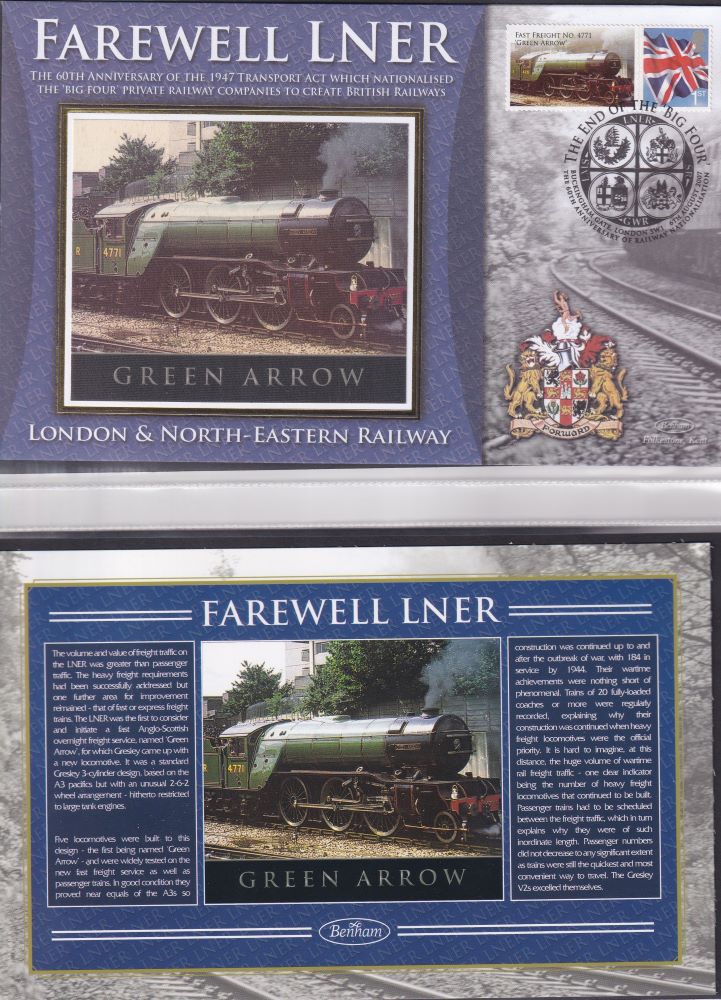 GB 2007 - LONDON & NORTH-EASTERN RAILWAY "SILK" COVER -  FAREWELL LNER - GREEN ARROW
