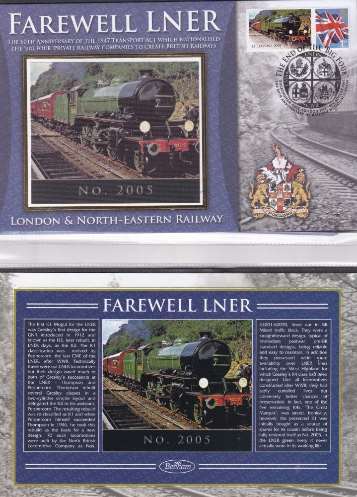 GB 2007 - LONDON & NORTH-EASTERN RAILWAY "SILK" COVER -  FAREWELL LNER - NO. 2005