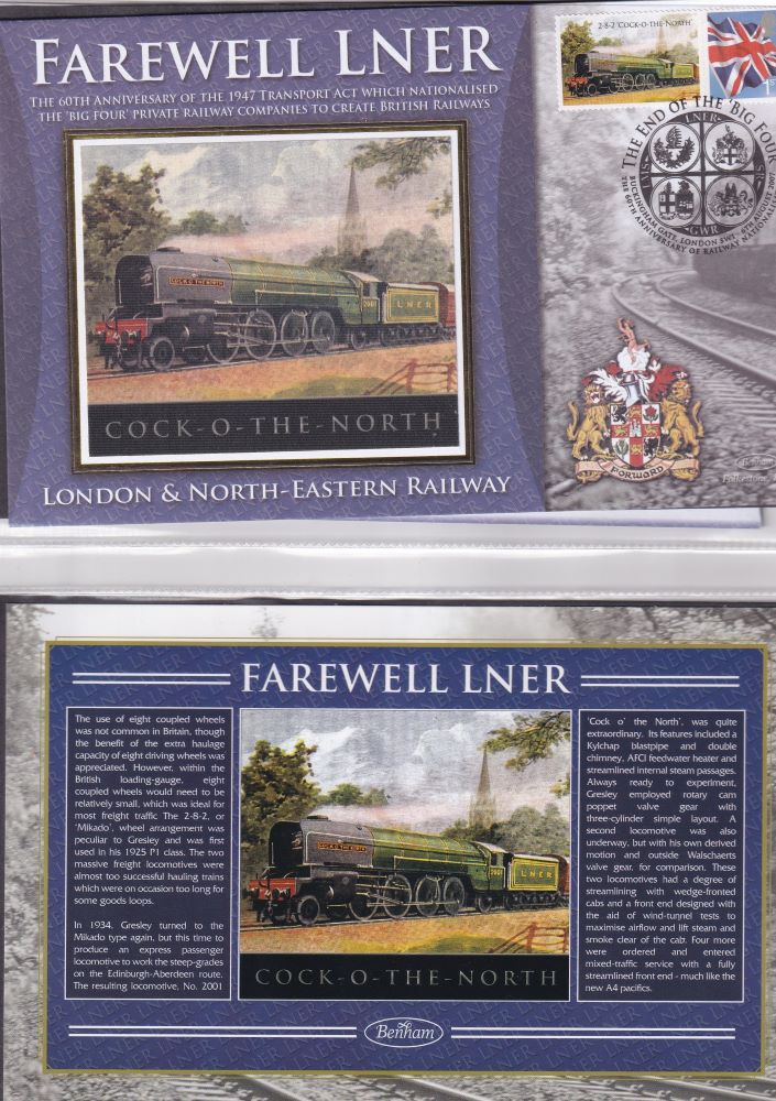 GB 2007 - LONDON & NORTH-EASTERN RAILWAY "SILK" COVER -  FAREWELL LNER - COCK-O-THE-NORTH